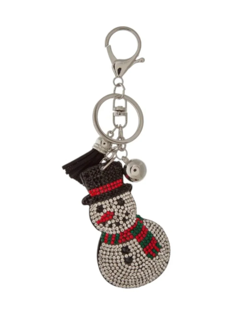 Snowman Tassel Bling Faux Suede Stuffed Pillow Key Chain Handbag Charm